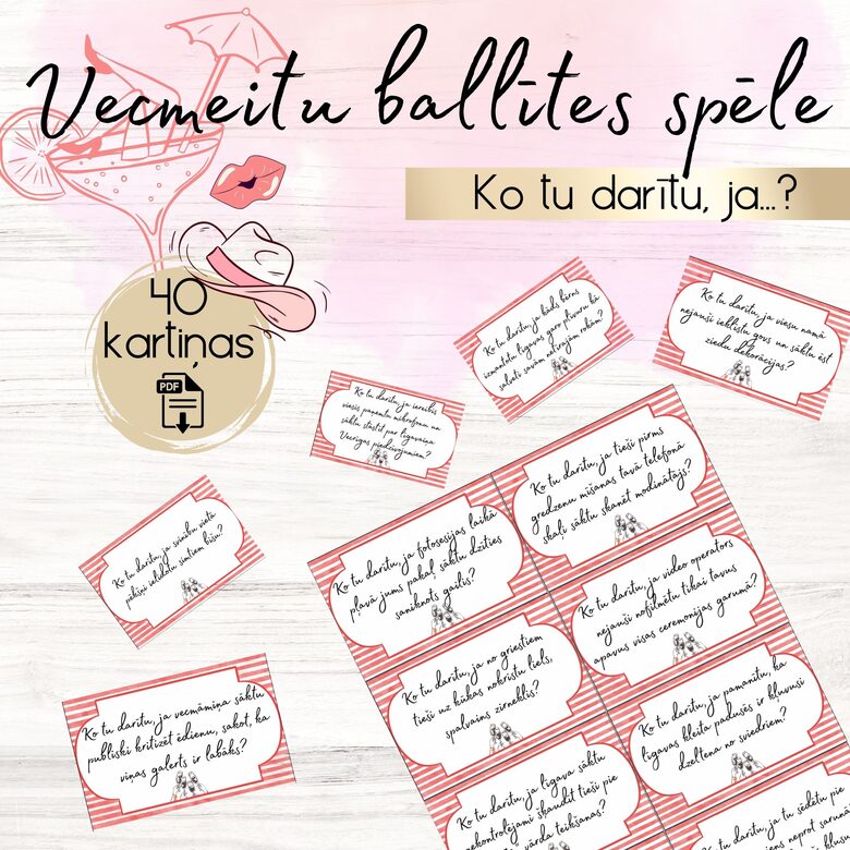 Vecmeitu ballītes spēle "Ko tu darītu, ja...?", digitāls PDF fails